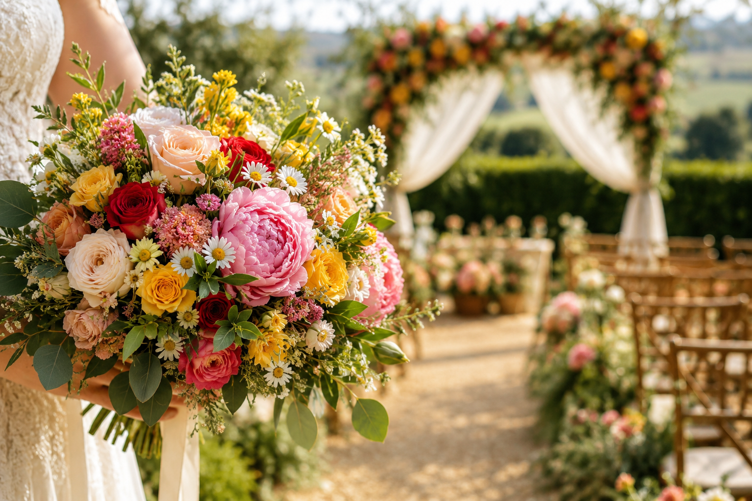 Bright wedding flowers